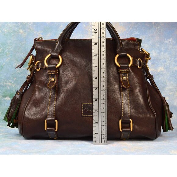 Dooney & Bourke Italian Florentine Leather Satchel Brown Crossbody - Picture 12 of 15